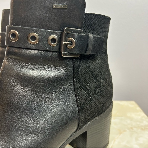 Geox Respira Heeled Leather Suede Black Ankle Boots Size EU41 - Picture 3 of 9